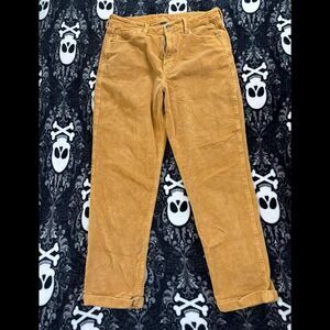 American Eagle Corduroy Pants Mustard Yellow Straight Leg Size 12
